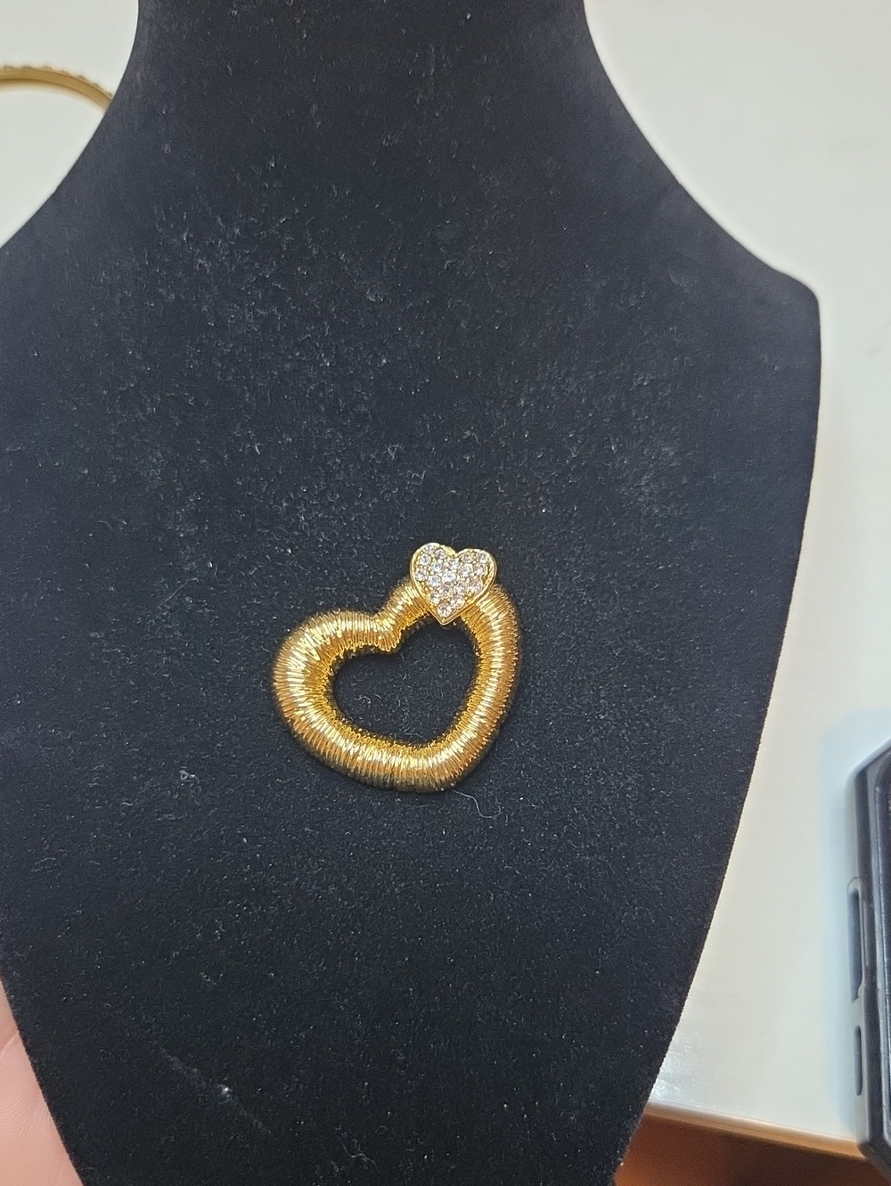 Gold Heart Pendant with Crystal Accent